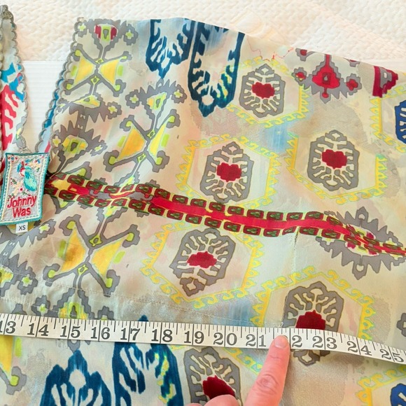 Johnny Was Silk Kaftan Cover Up Colorful Geometric XS Oversize Beach Layer Fun - Picture 11 of 12